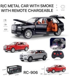 Die-Cast Remote Control Rolls Royce Luxury SUV with Smoke Effect | Chargeable Metal RC Car | Color as per Stock dispatched