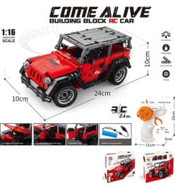Lego Style Remote Control Jeep Building Blocks Car | Rechargeable 2.4GHz RC Block Car 1:16 Scale