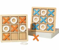 Kidoyz Wooden Tic Tac Toe Board Game | Pack of 1 XO Strategy Game Sets for Kids & Family | Return Gift Table Game | Color As Per Stock