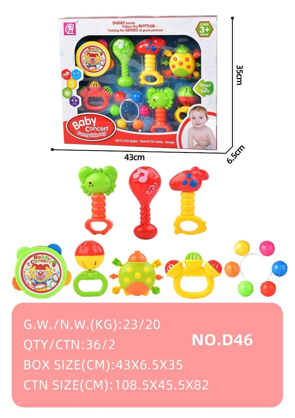 Baby Rsttle Baby Rattle Gift Set 8 Pcs | Colorful Newborn Rattle | Kidoyz